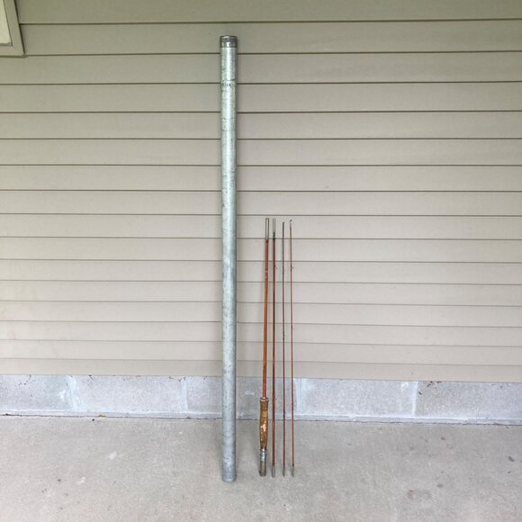 Vintage LM Dickson Golden Bamboo Fly Rod 8’ w/ Aluminum Fishing Rod Case - Picture 1 of 7
